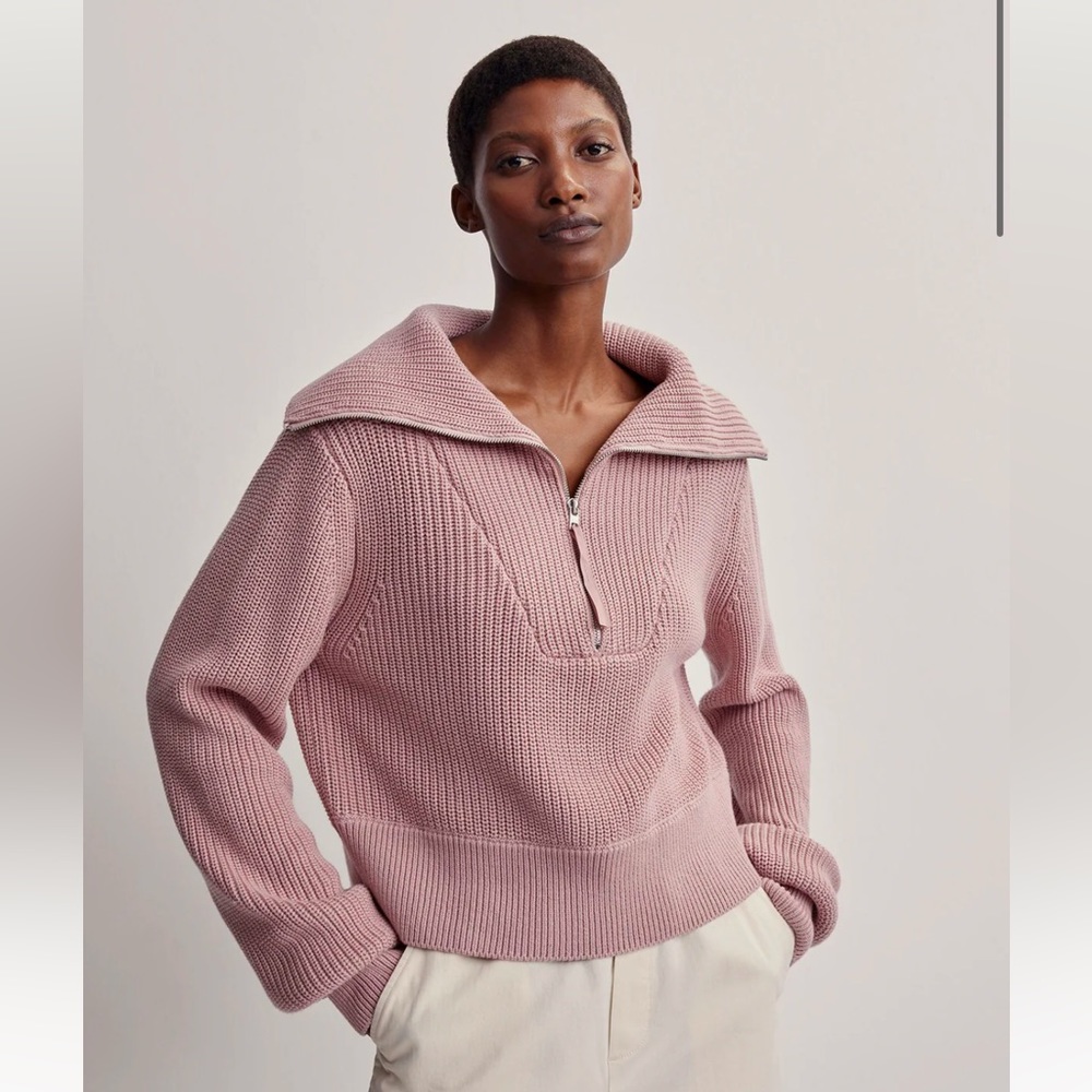 VARLEY MENTONE KNIT PINK ZIP CHUNKY SWEATER LARGE O